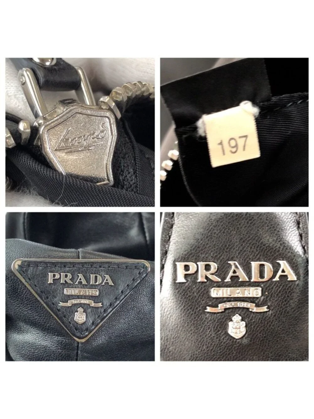 Prada Tessuto Double 2-Way Reversible Black Silver Nylon Leather Tote